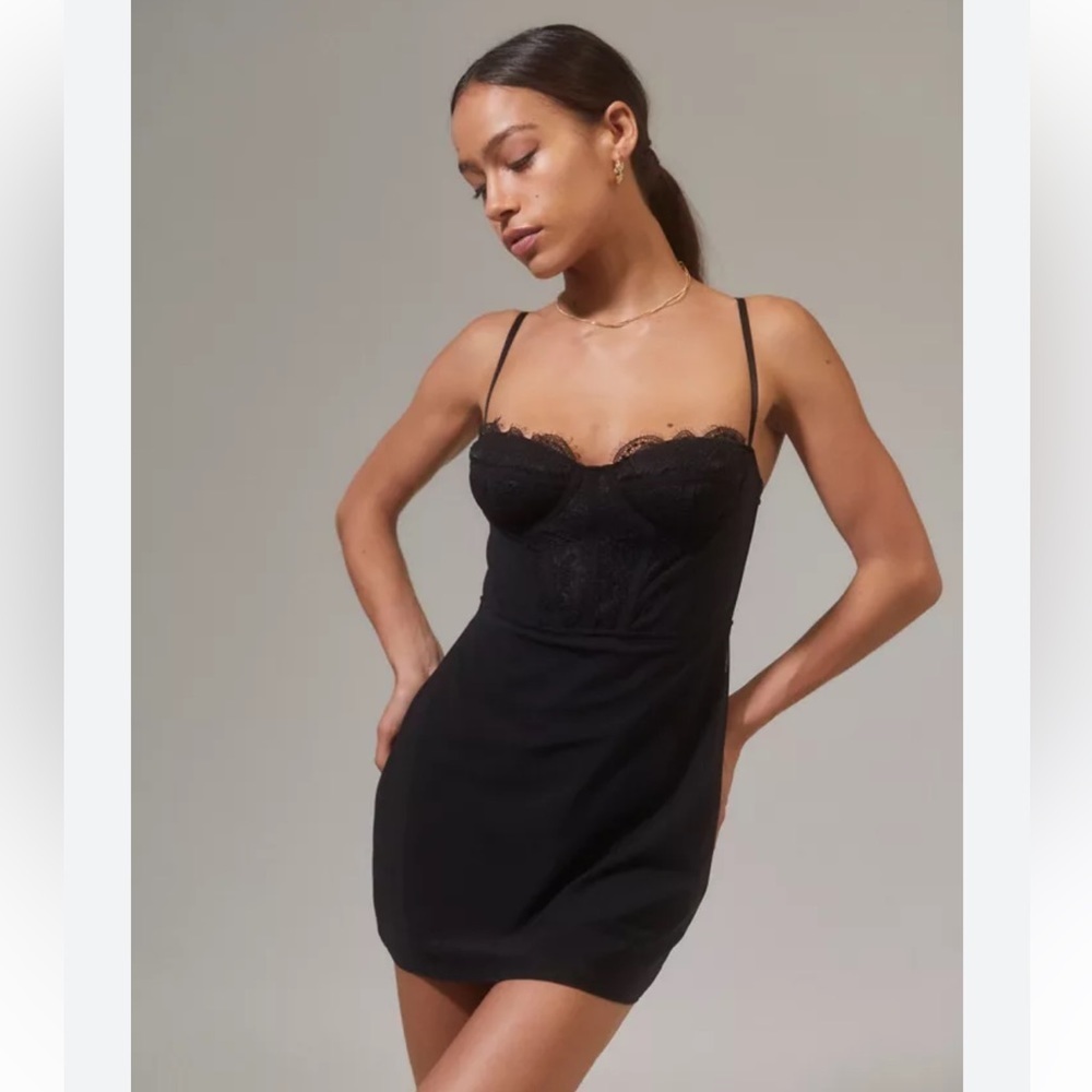 Urban Outfitters Modern Love Bustier Mini Dress in Black XS New